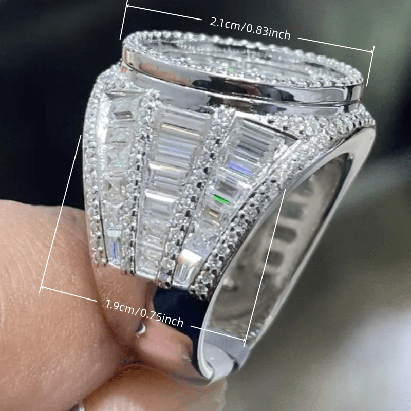 Luxury Full Pave Shiny Zirconia Wide Ring, Elegant